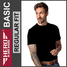 Lade das Bild in den Galerie-Viewer, HERO BASIC | T-Shirt | Round-Neck | Black | Regular Fit | HERREN