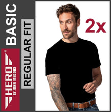 Lade das Bild in den Galerie-Viewer, HERO BASIC | T-Shirt | Round-Neck | Black | Regular Fit | HERREN