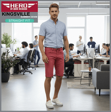 Lade das Bild in den Galerie-Viewer, Hero KINGSVILLE | Red Wash | STRAIGHT FIT | Bermuda | Summer Denim | Herren | im Büro