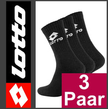 Lade das Bild in den Galerie-Viewer, LOTTO | 3 Paar | SPORTSOCKEN | Sport | Tennis | Freizeit | Business | Schwarz | Herren