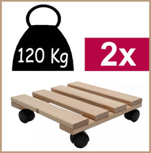 Lade das Bild in den Galerie-Viewer, PFLANZENROLLER | 2 Stück | Massives Buchenholz | ⦰ 30cm | Quadratisch | Bis 120 Kg
