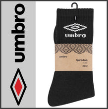 Lade das Bild in den Galerie-Viewer, UMBRO | 3 Paar | SPORTSOCKEN | Sport | Tennis | Freizeit | Business | Schwarz | Herren
