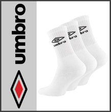 Lade das Bild in den Galerie-Viewer, UMBRO | 3 Paar | SPORTSOCKEN | Sport | Tennis | Freizeit | Business | Weiss | Herren