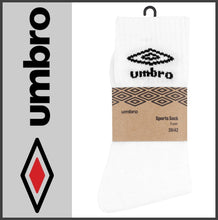 Lade das Bild in den Galerie-Viewer, UMBRO | 3 Paar | SPORTSOCKEN | Sport | Tennis | Freizeit | Business | Weiss | Herren