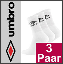 Lade das Bild in den Galerie-Viewer, UMBRO | 3 Paar | SPORTSOCKEN | Sport | Tennis | Freizeit | Business | Weiss | Herren