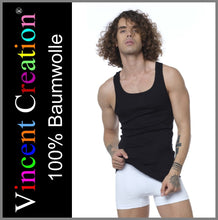 Lade das Bild in den Galerie-Viewer, Vincent Creation | 2 Stück | Unterhemd | Feinripp | Schwarz | Underwear | Herren
