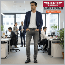 Lade das Bild in den Galerie-Viewer, HERO BAXTER Heritag | grey wash | Stretch Denim | Relaxed Fit | Jeans Hose | HERREN | im Büro