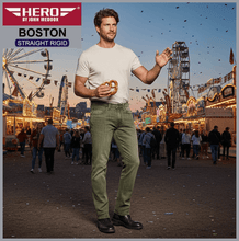 Lade das Bild in den Galerie-Viewer, Hero Boston | dull oliv | Straight Rigid Fit | Cotton | HERREN | vor Jahrmarkt