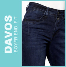Lade das Bild in den Galerie-Viewer, STOOKER DAVOS | Blue Black Used | Stretch Jeans | Boyfriend Slim Fit | DAMEN | Frontansicht Hüfte
