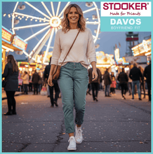 Lade das Bild in den Galerie-Viewer, STOOKER DAVOS | Green Frost Wash | Stretch Jeans | Boyfriend Slim Fit | DAMEN | vor Jahrmarkt
