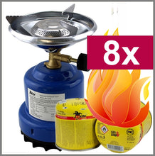 Lade das Bild in den Galerie-Viewer, IMEX | CAMPING | Gaskocher aus Metall | mit 8 Gaskartuschen 190 Gramm