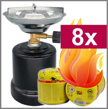 Lade das Bild in den Galerie-Viewer, MICHELINO | CAMPING | Gaskocher aus Metall | mit 8 Gaskartuschen 190 Gramm