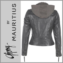 Lade das Bild in den Galerie-Viewer, GIPSY by MAURITIUS | Anthracite | Lederjacke | Bikerjacke | Kapuze | CACEY LEGV | Damen