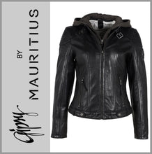 Lade das Bild in den Galerie-Viewer, GIPSY by MAURITIUS | Black | Lederjacke | Bikerjacke | Kapuze | CACEY LEGV | Damen