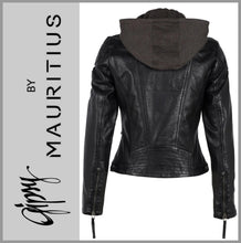 Lade das Bild in den Galerie-Viewer, GIPSY by MAURITIUS | Black | Lederjacke | Bikerjacke | Kapuze | CACEY LEGV | Damen