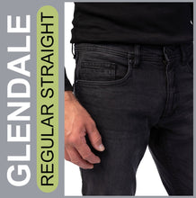 Lade das Bild in den Galerie-Viewer, STOOKER GLENDALE | Black Used | Stretch Denim | Regular Straight | Jeans Hose | HERREN | Frontansicht Hüfte