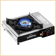 Lade das Bild in den Galerie-Viewer, HOMELUX | Campingkocher aus Metall | im Koffer | Piezozündung | 8 Gaskartuschen