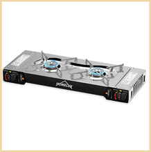 Lade das Bild in den Galerie-Viewer, HOMELUX | 2-flammiger Gaskocher aus Metall | Piezozündung | 4 Gaskartuschen
