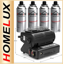 Lade das Bild in den Galerie-Viewer, HOMELUX | Multifunktional | Gaskocher | Gasheizung | 1,3 KW | 4 Gaskartuschen