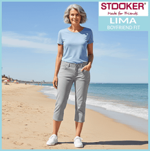 Lade das Bild in den Galerie-Viewer, STOOKER LIMA | Heavy Light Grey | Stretch Denim Jeans | Capri Boyfriend Fit 7/8 | Damen | am Sandstrand