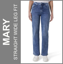 Lade das Bild in den Galerie-Viewer, STOOKER MARY | Stretch Jeans | LightBlueRandom | Straight Wide Leg Fit | DAMEN | Frontansicht