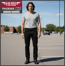 Lade das Bild in den Galerie-Viewer, HERO PHOENIX | Black | Big Stretch | Jeans Hose | Straight Cut | HERREN | vor Parkplatz