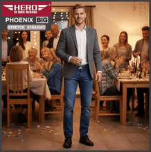 Lade das Bild in den Galerie-Viewer, HERO PHOENIX | Vintage Blue | Big Stretch | Jeans Hose | Straight Cut | HERREN | vor Party