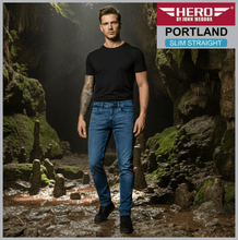 Lade das Bild in den Galerie-Viewer, HERO PORTLAND | Mid Blue Used | Stretch Jeans Hose | Slim Straight Fit | HERREN | in Höhle