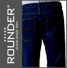 Lade das Bild in den Galerie-Viewer, ROUNDER FALCO | Blue Black | Stretch Denim | Regular Straight | Jeans Hose | HERREN | Rückansicht Gesäß