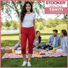 Lade das Bild in den Galerie-Viewer, STOOKER TAHITI | Spicy Red | 7/8 Capri Stretch Jeans | Slim Fit | DAMEN | vor Picknick