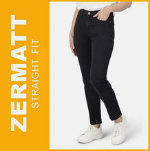 Lade das Bild in den Galerie-Viewer, STOOKER ZERMATT | Black Denim | Thermo Stretch Jeans | Straight Slim Fit | Damen | Frontansicht