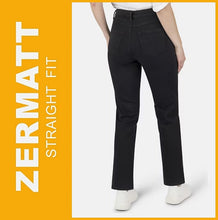 Lade das Bild in den Galerie-Viewer, STOOKER ZERMATT | Black Denim | Thermo Stretch Jeans | Straight Slim Fit | Damen | Rückansicht