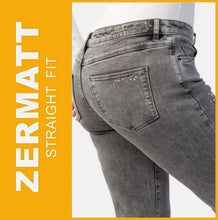Lade das Bild in den Galerie-Viewer, STOOKER ZERMATT | Grey Denim Acid | Stretch Jeans | Straight Slim Fit | Damen | Rückansicht Gesäß