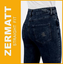 Lade das Bild in den Galerie-Viewer, STOOKER ZERMATT | Indigo Blue Denim | Stretch Jeans | Straight Slim Fit | Damen | Rückansicht Gesäß