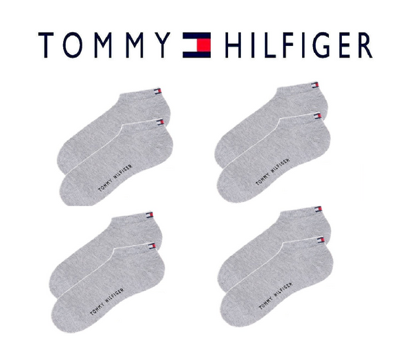 Tommy Hilfiger Damen Sneakersocken (Sneaker) Knöchelsocken 4er Pack grau