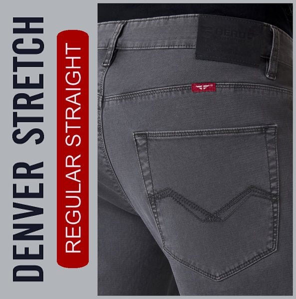 HERO DENVER | Grey Structure | Stretch Denim | Straight Fit | Jeans Hose | HERREN | NEU!