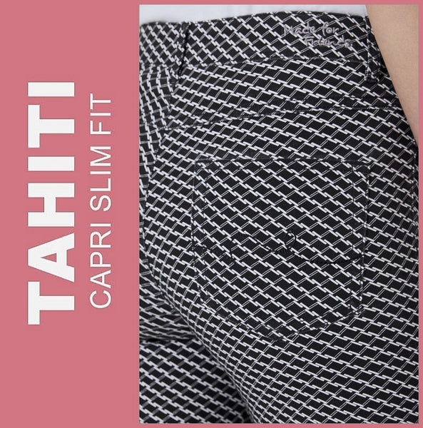 STOOKER TAHITI | Black Graphic | 7/8 Capri Stretch Jeans | Slim Fit | DAMEN | NEU!