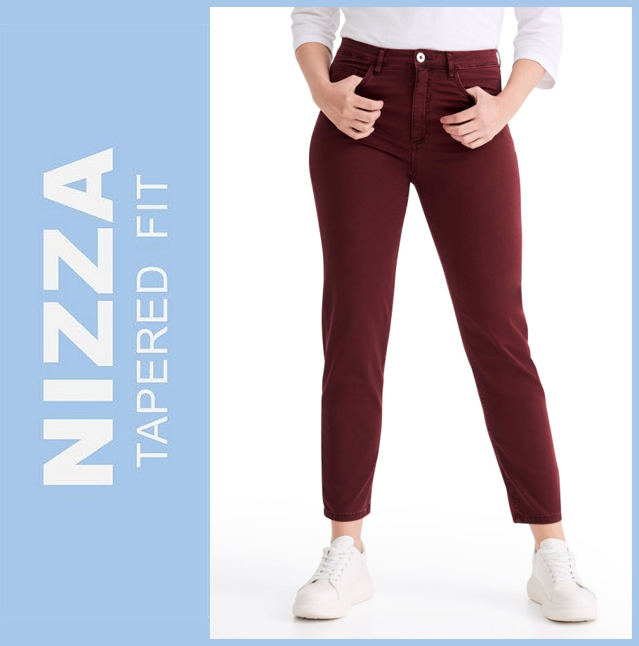 STOOKER NIZZA | Dark Bordeaux | Stretch Jeans | Tapered Fit | DAMEN | NEU!Dark Bordeaux