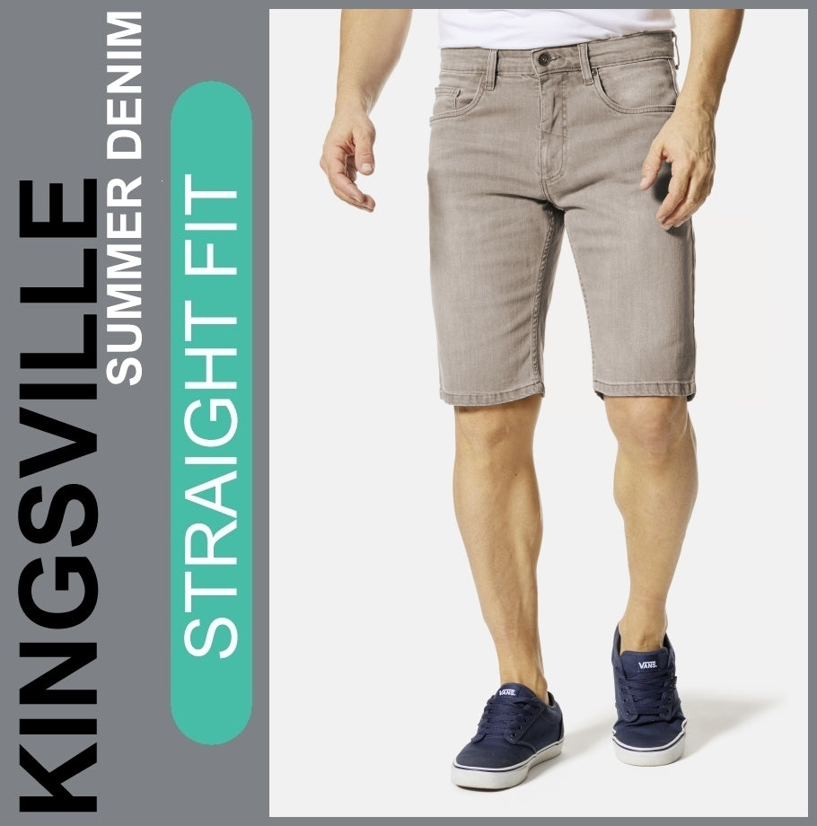 Hero KINGSVILLE | Greige Wash | STRAIGHT FIT | Bermuda | Summer Denim | Herren