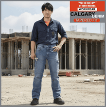 Lade das Bild in den Galerie-Viewer, HERO Workwear | CALGARY | Cargo Denim | Mid Blue Used | Tapered Fit | HERREN
