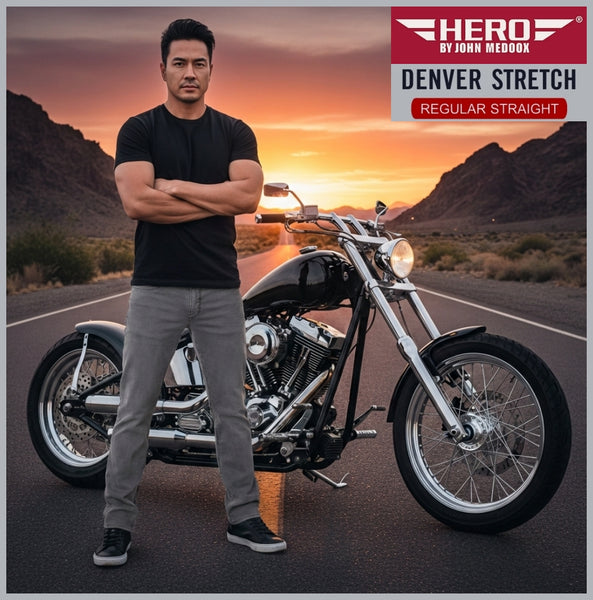 HERO DENVER | Grey Structure | Stretch Denim | Straight Fit | Jeans Hose | HERREN