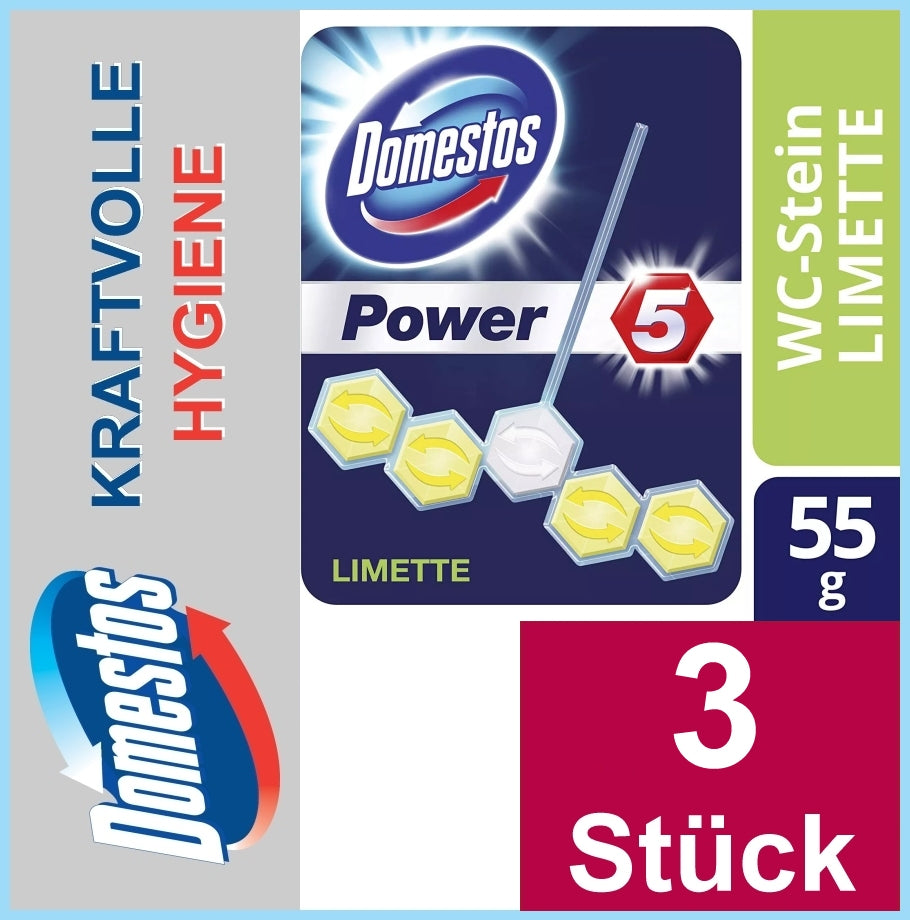DOMESTOS | Power 5 | WC-Spender | Limette | 3 x 55 Gramm