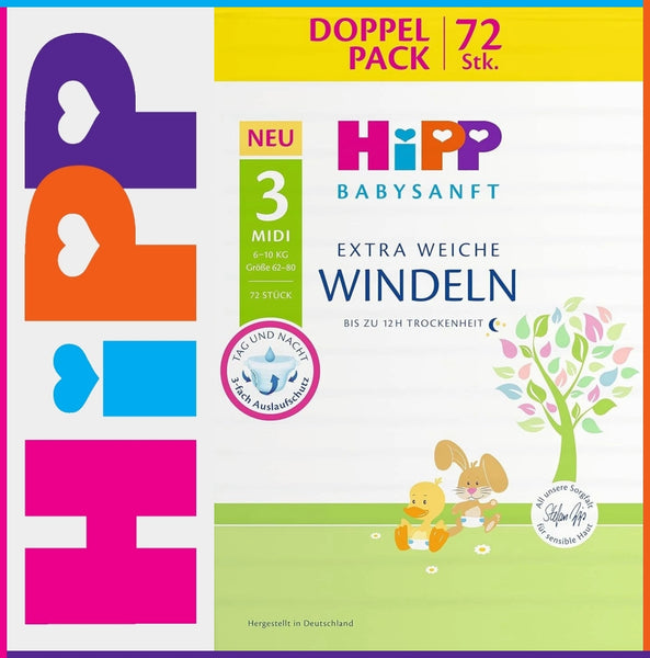 HIPP | Windeln | Babysanft | MIDI 6-10 Kg | 72er Pack