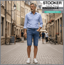 Lade das Bild in den Galerie-Viewer, Stooker KINGSVILLE | Mid Blue Wash | STRAIGHT FIT | Bermuda | Summer Denim | Herren | in alter Gasse

