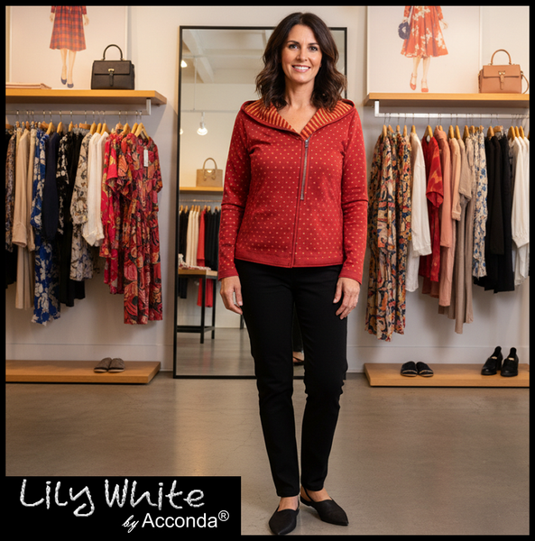 LILY WHITE by Acconda | Orange Rot | Feinstrick | Jacke | DAMEN