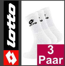 Lade das Bild in den Galerie-Viewer, LOTTO | 3 Paar | SPORTSOCKEN | Sport | Tennis | Freizeit | Business | Weiss | Herren
