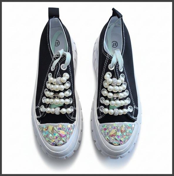 PLATEAU-SNEAKER | BLACK | PERLEN | DAMEN