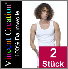 Lade das Bild in den Galerie-Viewer, Vincent Creation | 2 Stück | Unterhemd | Feinripp | Weiss | Underwear | Herren
