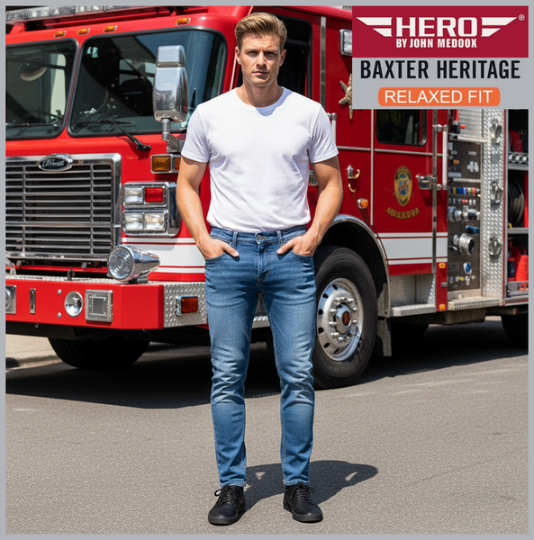 HERO BAXTER Heritag | blue bleached | Stretch Denim | Relaxed Fit | Jeans Hose | HERREN