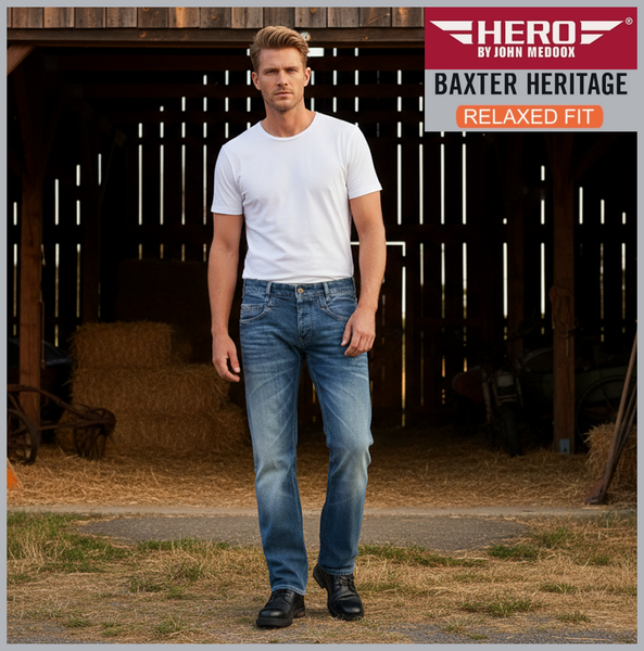 HERO BAXTER Heritag | bluegrey | Stretch Denim | Relaxed Fit | Jeans Hose | HERREN